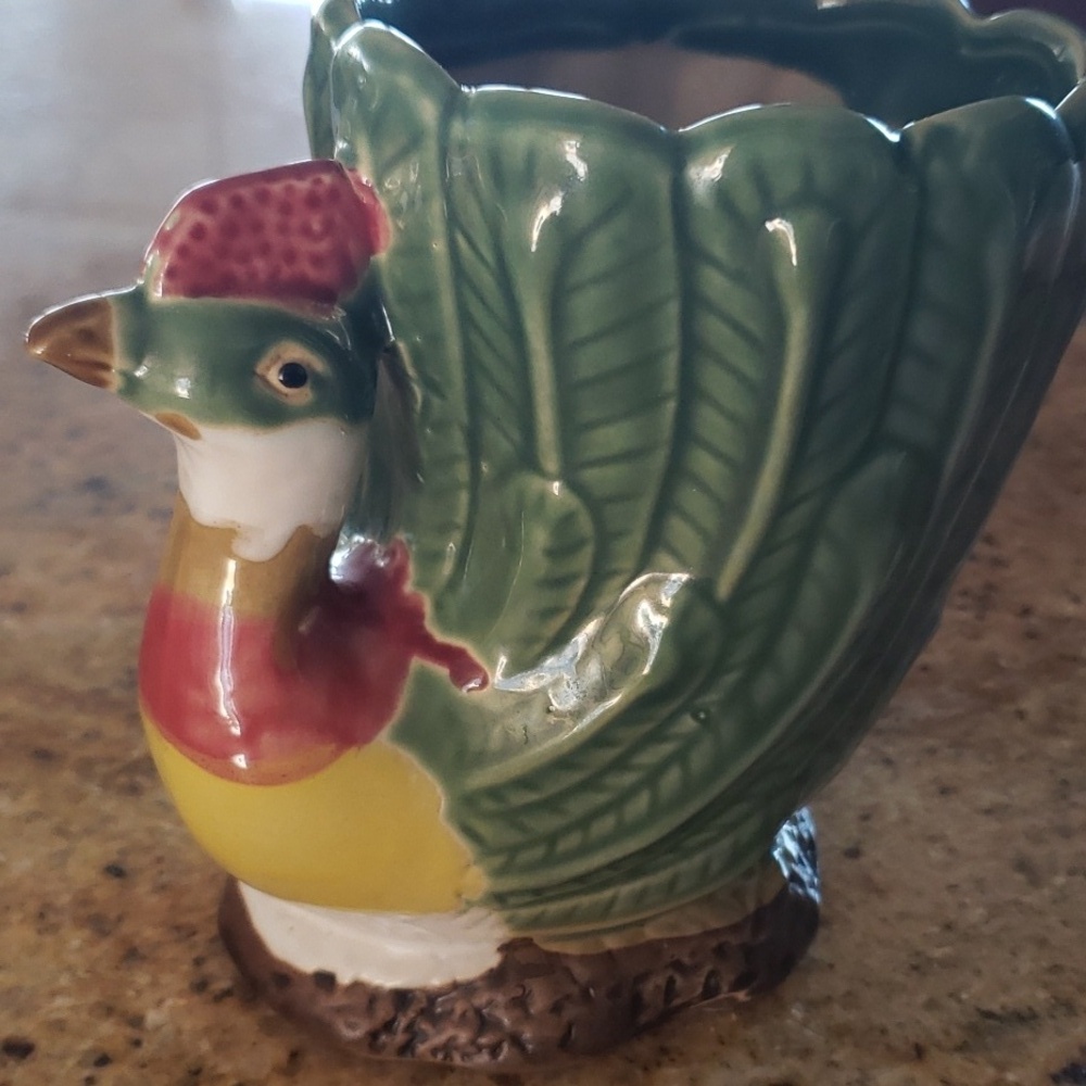Vintage Green Pheasant Planter, Colorful Game Bird Planter. - Picture 11 of 16